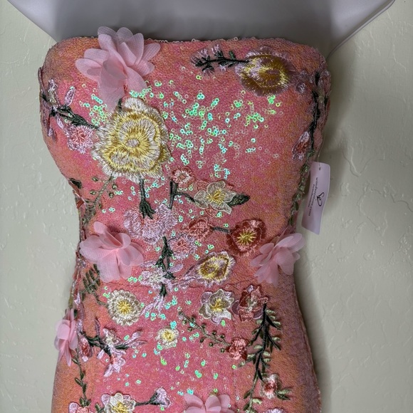 Windsor Strapless Floral Orange Pink Sequin Formal Dress Nwt - Picture 11 of 16